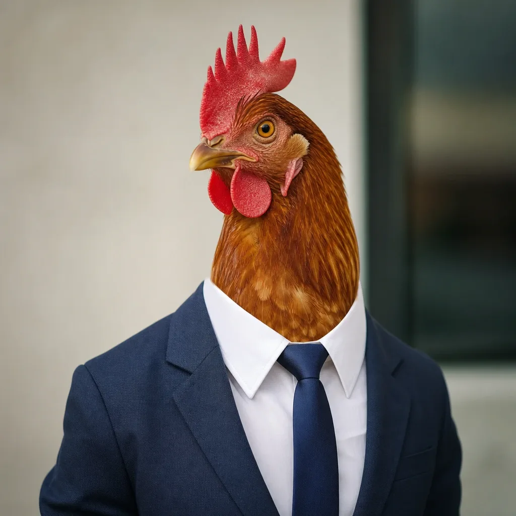 Pollo con traje formal