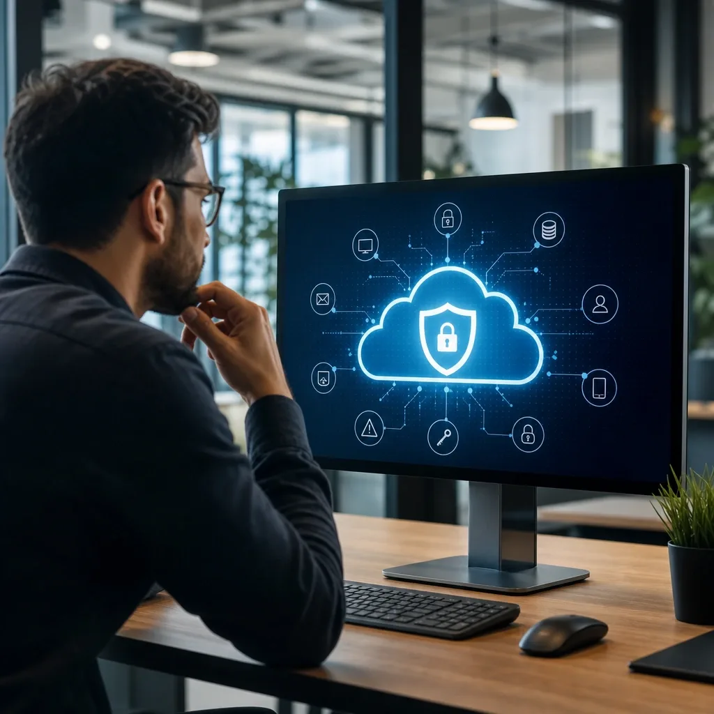 Profesional revisando seguridad en la nube